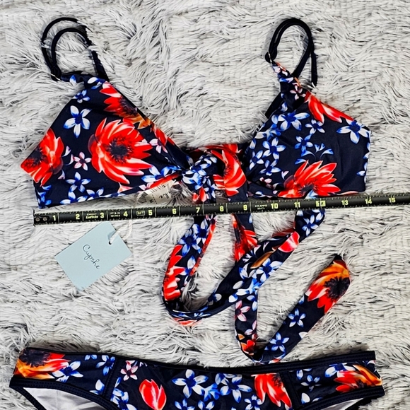 CUPSHE | OPEN FRONT WRAP TIE FLORAL BIKINI - NWT! - Picture 9 of 11